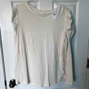 NWT LOFT Longsleeve White Top w/puffed shoulder